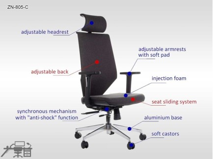 Scaun de birou rotativ, ergonomic, pivotant ZN-805-C Antracit