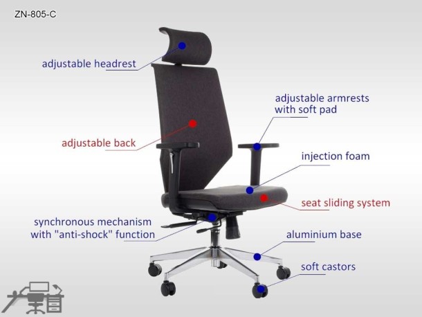 Scaun de birou rotativ, ergonomic, pivotant ZN-805-C Antracit