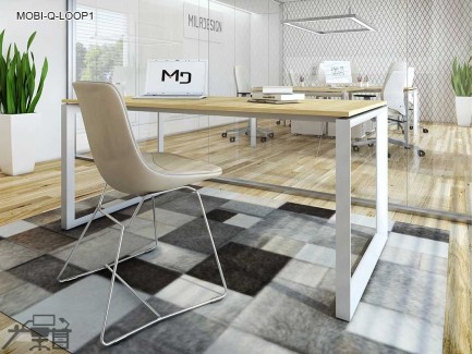 Birou operațional MOBI-Q-LOOP1 picioare metalice blat PAL 1200x600mm