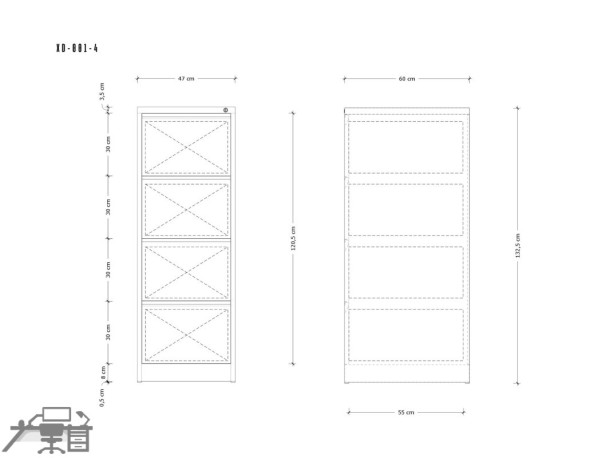 Dulap metalic 3 sertare XD-001-4D