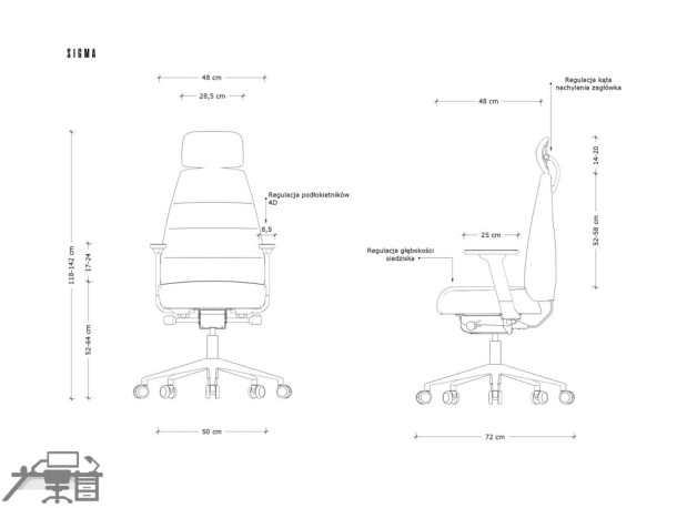 Scaun ergonomic operational SIGMA 2402