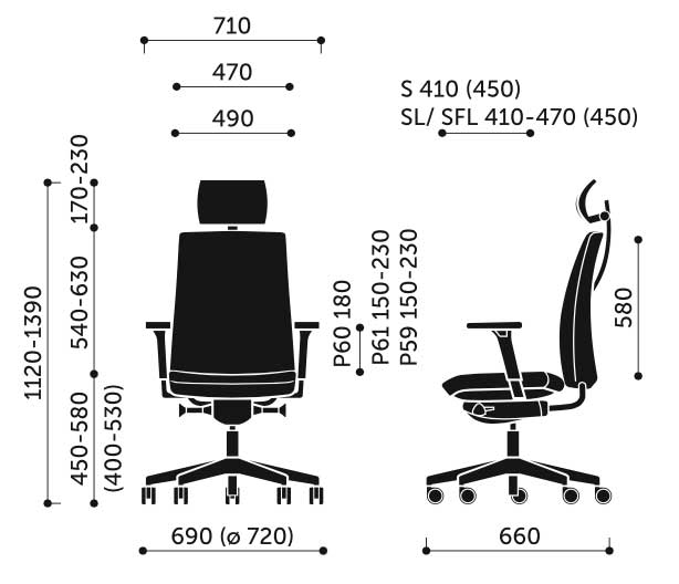 Scaun ergonomic Motto cu tetiera - detalii tehnice